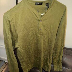 Men's Theory Long Sleeve Henley Shirt in Olive - S - 70% OFF (MSRP $95) - NWT